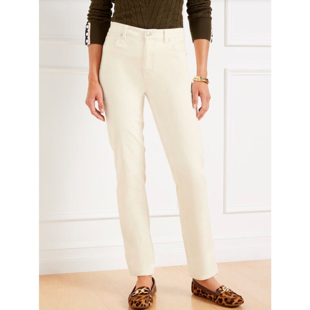 Talbots Flawless Five Pocket Cream Corduroy Pants Womens 14 Casual Chic